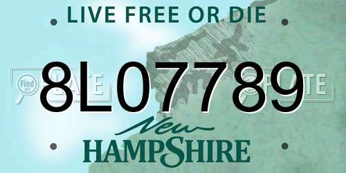 8L07789 New Hampshire License Plate
