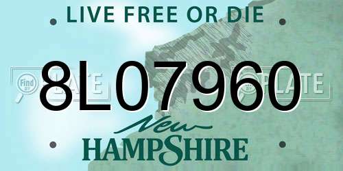 8L07960 New Hampshire License Plate