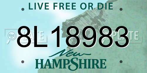 8L18983 New Hampshire License Plate