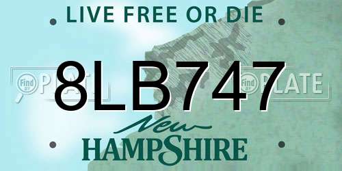 8LB747 New Hampshire License Plate