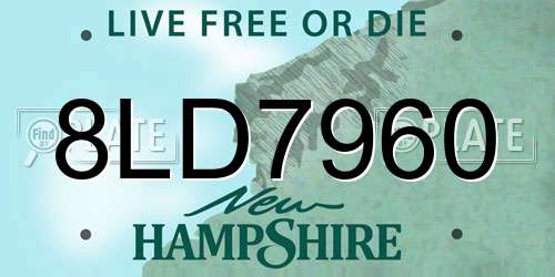 8LD7960 New Hampshire License Plate