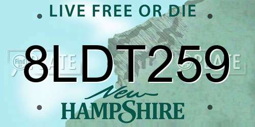 8LDT259 New Hampshire License Plate