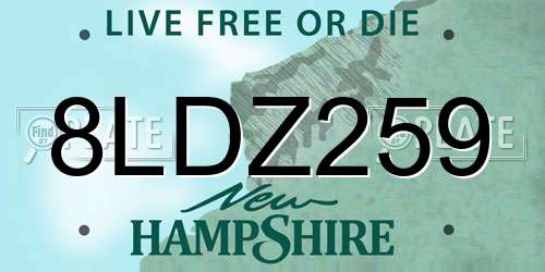8LDZ259 New Hampshire License Plate