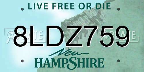 8LDZ759 New Hampshire License Plate