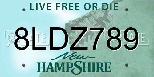 8LDZ789 New Hampshire License Plate