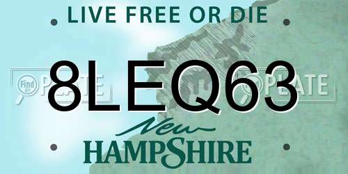 8LEQ63 New Hampshire License Plate