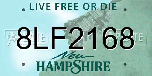 8LF2168 New Hampshire License Plate