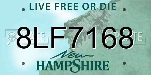 8LF7168 New Hampshire License Plate