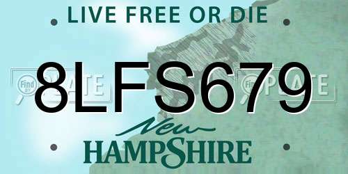 8LFS679 New Hampshire License Plate