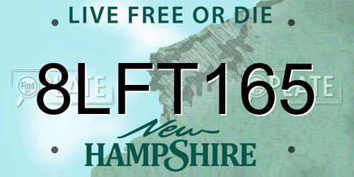 8LFT165 New Hampshire License Plate