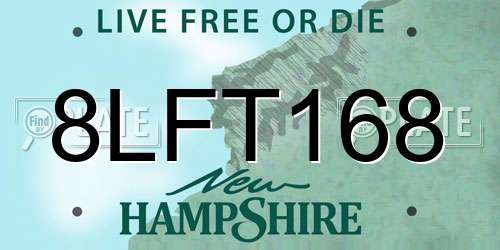 8LFT168 New Hampshire License Plate