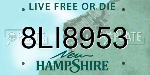 8LI8953 New Hampshire License Plate