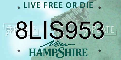 8LIS953 New Hampshire License Plate