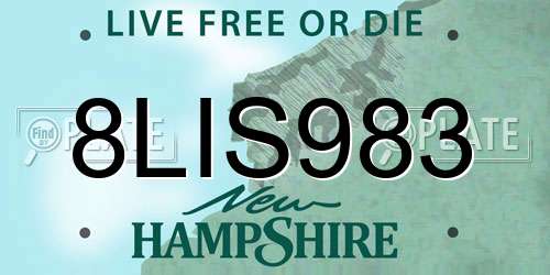 8LIS983 New Hampshire License Plate