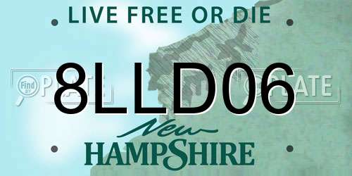 8LLD06 New Hampshire License Plate