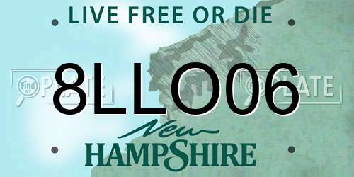 8LLO06 New Hampshire License Plate