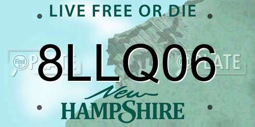 8LLQ06 New Hampshire License Plate