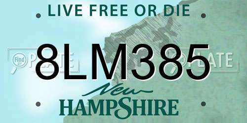 8LM385 New Hampshire License Plate