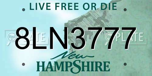 8LN3777 New Hampshire License Plate