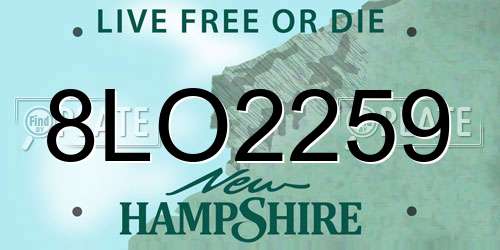 8LO2259 New Hampshire License Plate