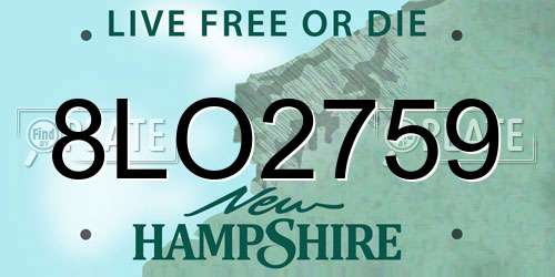8LO2759 New Hampshire License Plate
