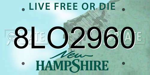 8LO2960 New Hampshire License Plate