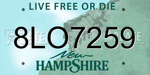 8LO7259 New Hampshire License Plate