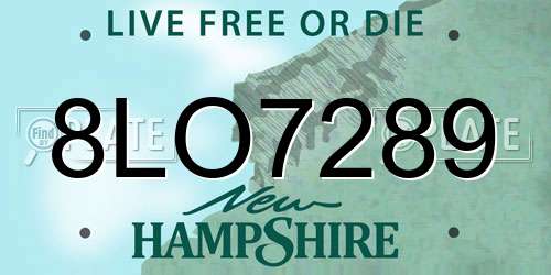8LO7289 New Hampshire License Plate