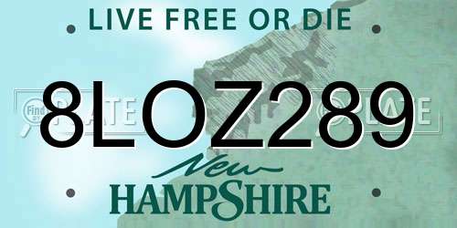 8LOZ289 New Hampshire License Plate