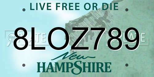 8LOZ789 New Hampshire License Plate