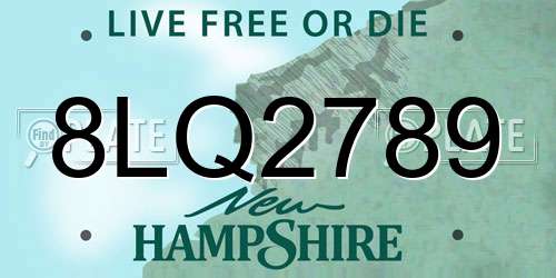 8LQ2789 New Hampshire License Plate