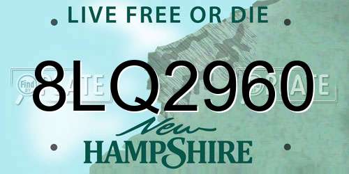 8LQ2960 New Hampshire License Plate