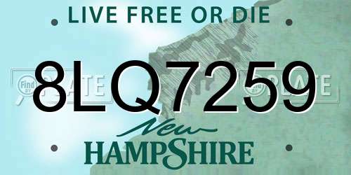 8LQ7259 New Hampshire License Plate