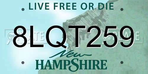 8LQT259 New Hampshire License Plate