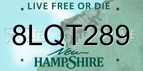 8LQT289 New Hampshire License Plate