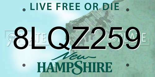 8LQZ259 New Hampshire License Plate