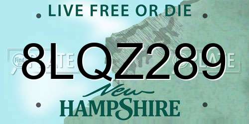 8LQZ289 New Hampshire License Plate