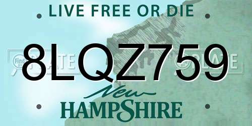 8LQZ759 New Hampshire License Plate