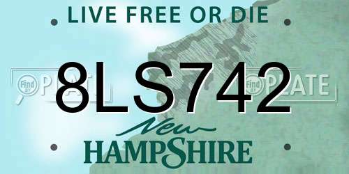 8LS742 New Hampshire License Plate