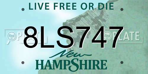 8LS747 New Hampshire License Plate