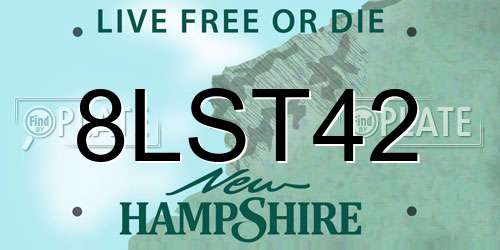 8LST42 New Hampshire License Plate