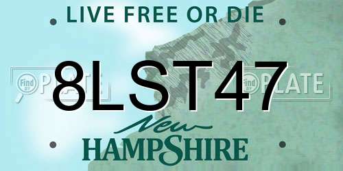 8LST47 New Hampshire License Plate