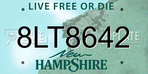 8LT8642 New Hampshire License Plate