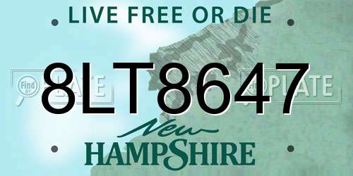 8LT8647 New Hampshire License Plate