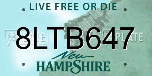 8LTB647 New Hampshire License Plate