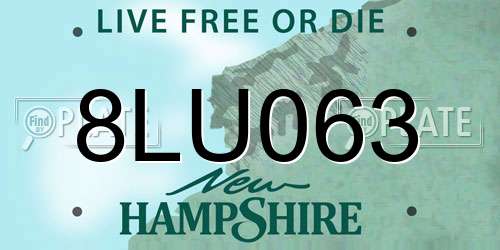 8LU063 New Hampshire License Plate