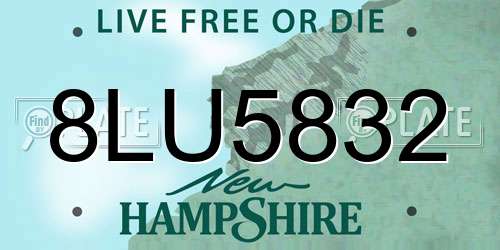 8LU5832 New Hampshire License Plate