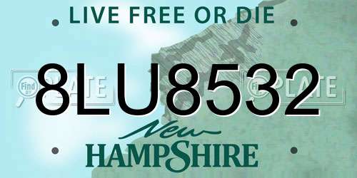 8LU8532 New Hampshire License Plate