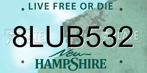 8LUB532 New Hampshire License Plate