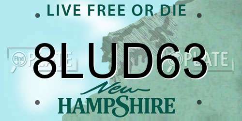 8LUD63 New Hampshire License Plate